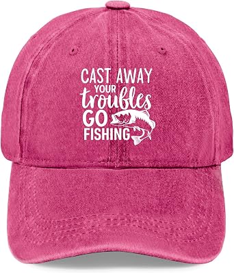 cast Away Your troufles go Fishing Baseball Cap Womens Hats & caps Womens Beach hat Gifts for Grandpa Golf Hat