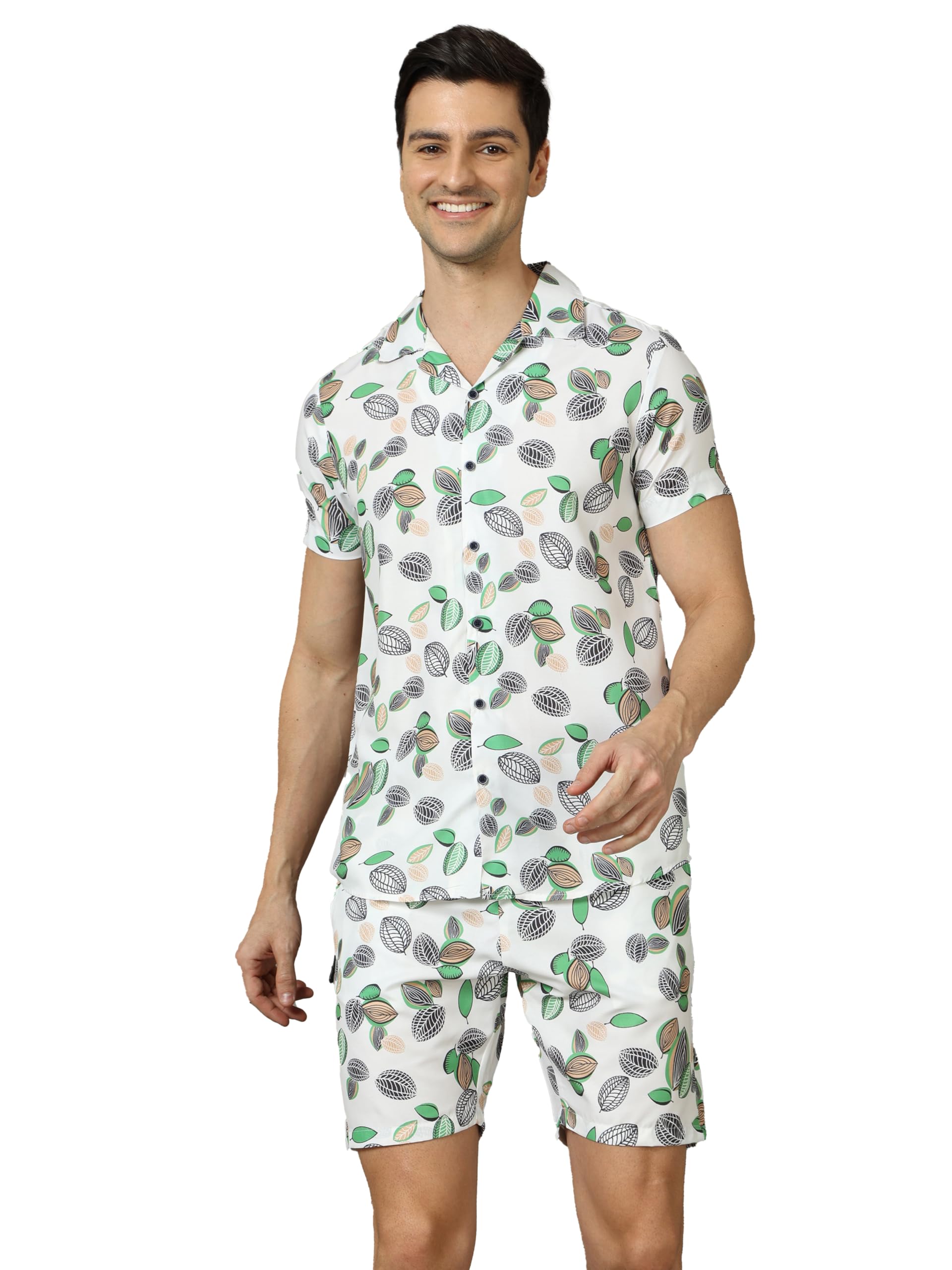 bushirt Mens Printed Regular Cream Color Night Suit Set-MNS0193-picture-51