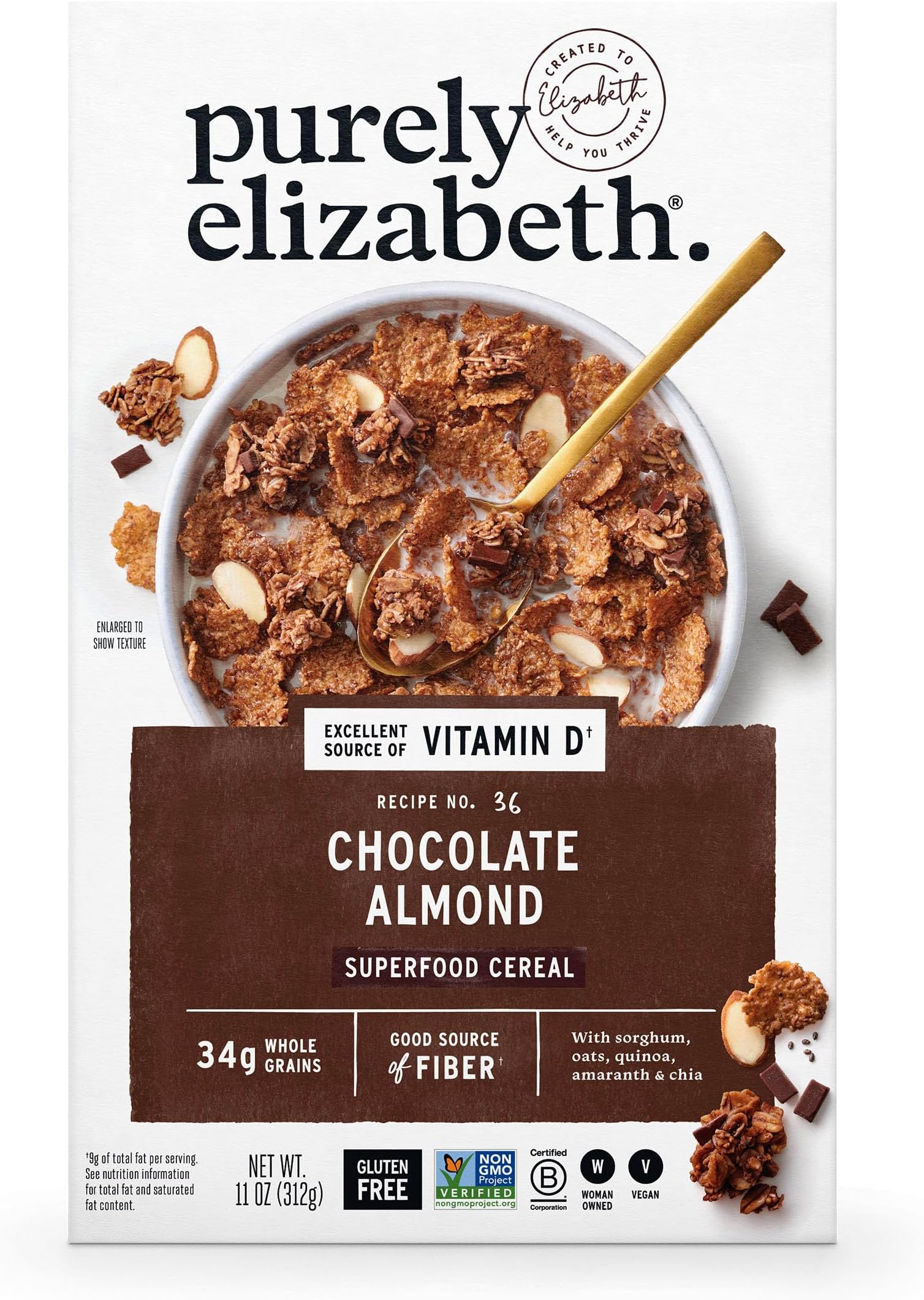 Purely Elizabeth, Cereal Superfood Chocolate Almond, 11 Ounce