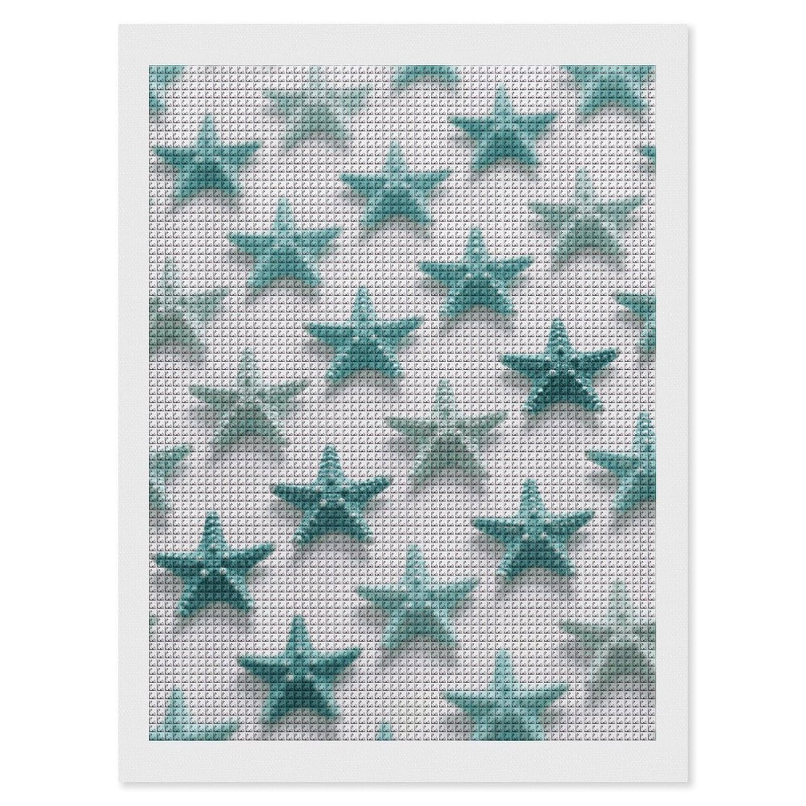 FodPand Starfish 5D Diamond Painting Kits for Adults Beginners Full Drill Square Diamond Dots Pictures Gem Art Supplies for Home Wall Room Decoration DIY Craft Set Gift 12x16