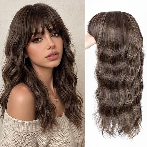 Sakuraaa Hair Toppers for Women with Thinning Hair 18inch Toppers With 6.5×6.5 Large Base Long wavy Layered Premium Synthetic Hair Pieces (H2/426)