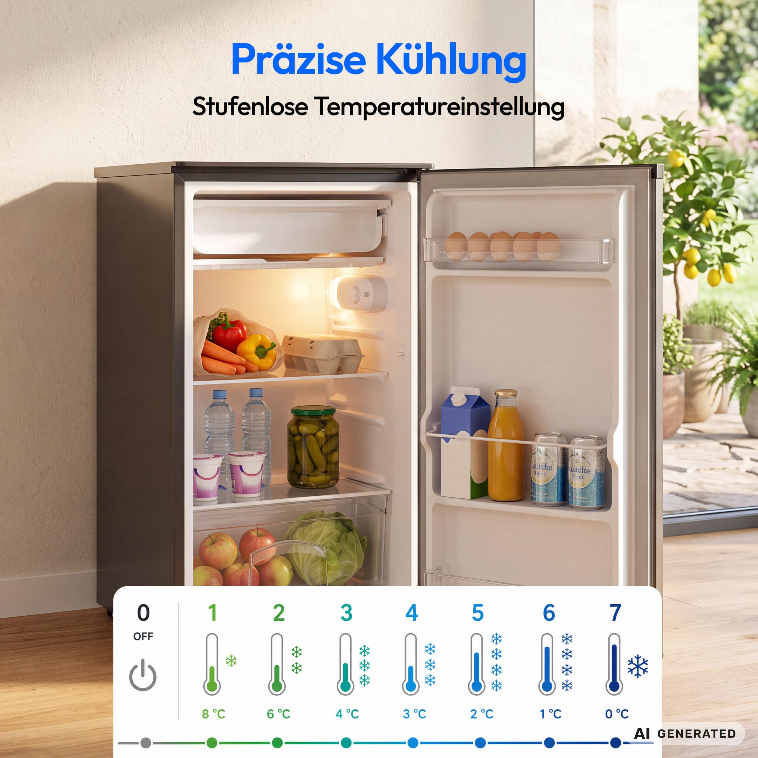 MEDION Kühlschrank mit Gefrierfach 90 Liter - MD370033 - Anthrazit