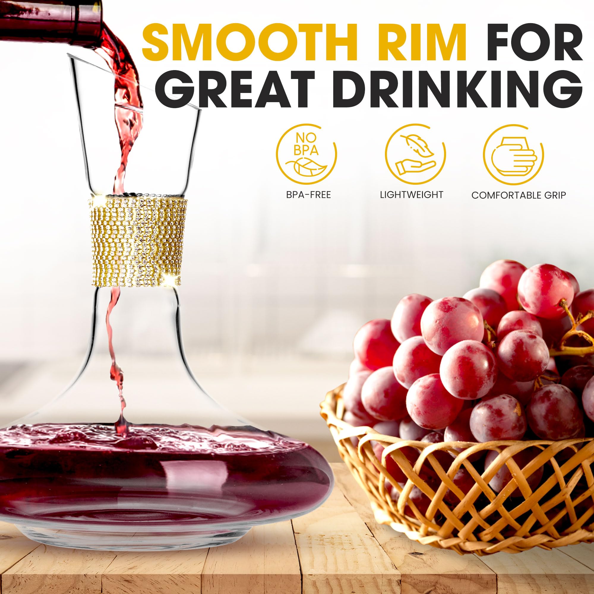 Amazon | Berkware 赤ワインデキャンタ - 豪華なワイドベース