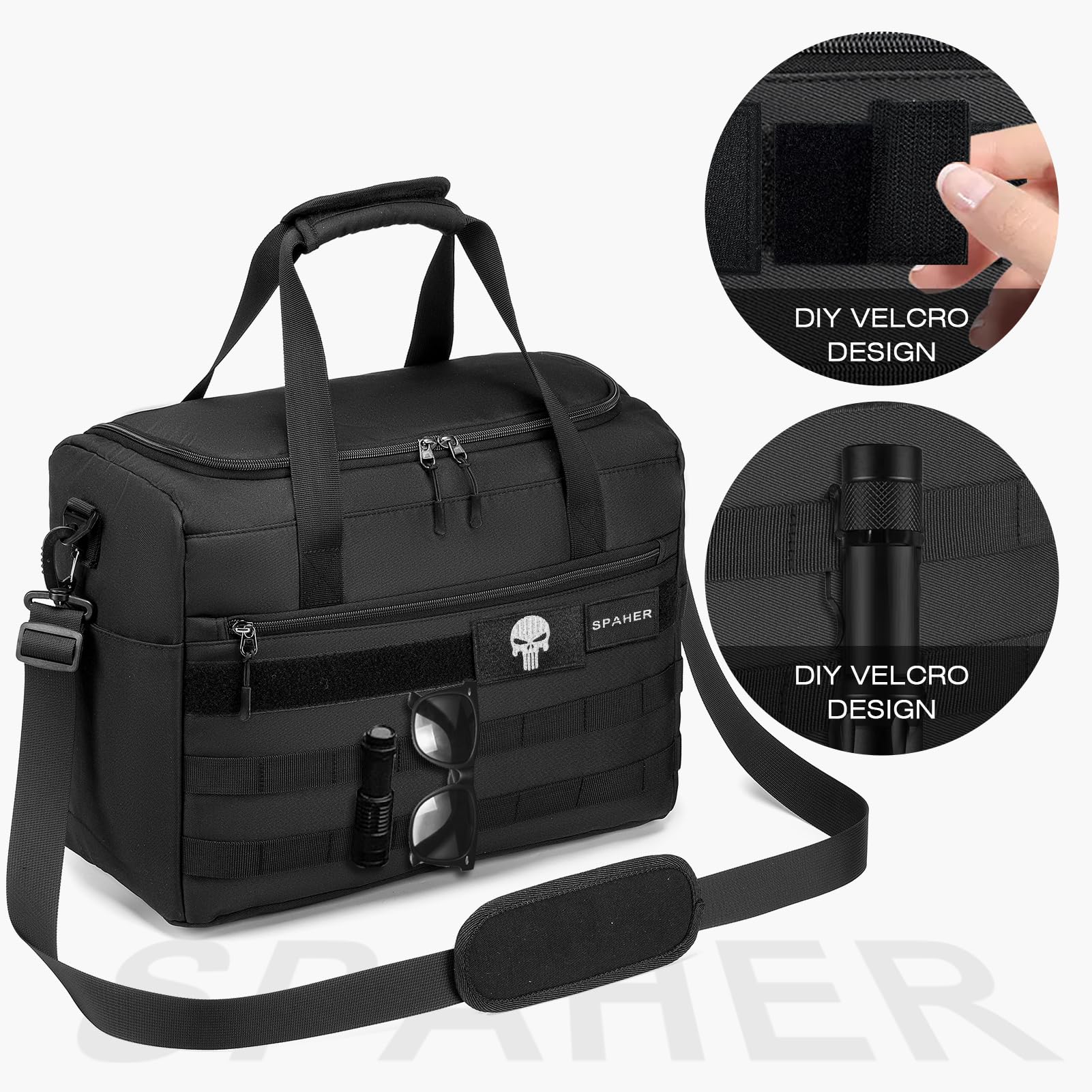 SPAHER Bolsa Viaje Cabina Avion 40x30x20 Ryanair Vueling Equipaje de Mano Bolsa de Cabina Deporte Gimnasio Táctico Hombre Impermeable Maleta Cabina 25L con Neceser, Negro
