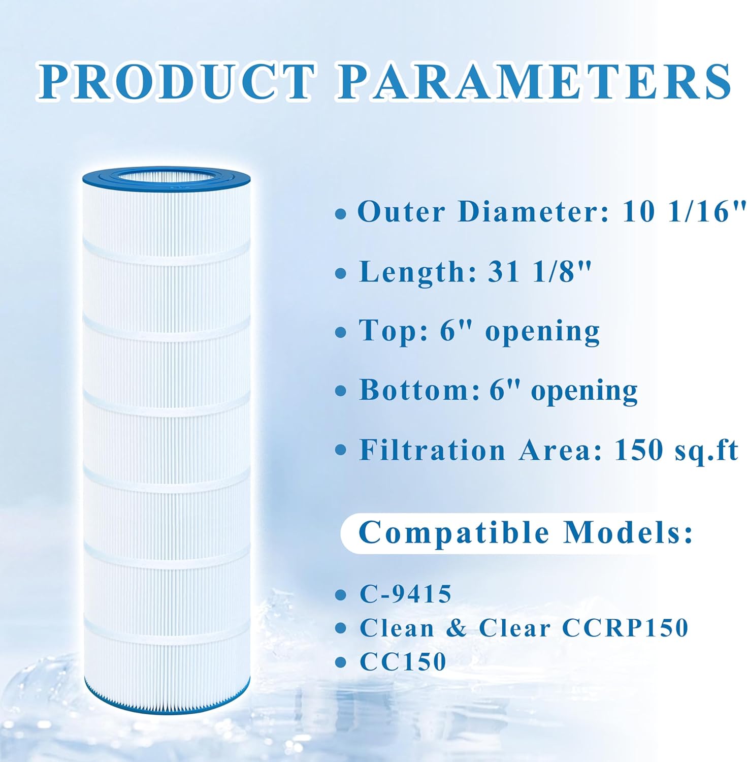 Pool Filter Compatible with CC150, CCRP150, C-9415, PAP150, Posi-Clear PXCRP 150, FC-0687, 160317, 160355, 160352, R173216, 1 Pack - Image 2
