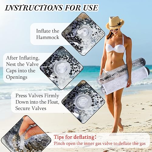 Miniatura 4 de Sratte Flotador de piscina con purpurina, hamaca de agua para piscina, tumbonas inflables para piscina, flotadores de agua multiusos para adultos,