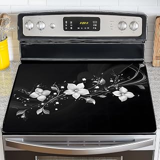 Stove Top Cover for Electric Stove,Glass Stove Top Cover, Heat Resistant Glass Cooktop Cover, Stovetop Protector, Kitchen Decor, Dish Drying Mats Cover for Ceramic Washer Top 28.5x20.5 inch