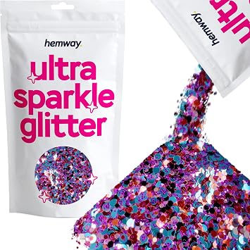 Hemway Ultra Sparkle Glitter Blue Red Purple Mix 100g Mixed