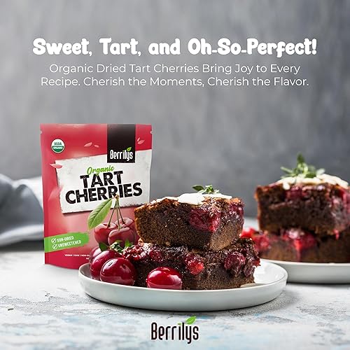 Miniatura 4 de Berrilys Cerezas ácidas secas orgánicas sin azúcar, 1 libra, (16 onzas), sin azúcar añadido, perfectas para hornear, aperitivos y ensaladas, sin
