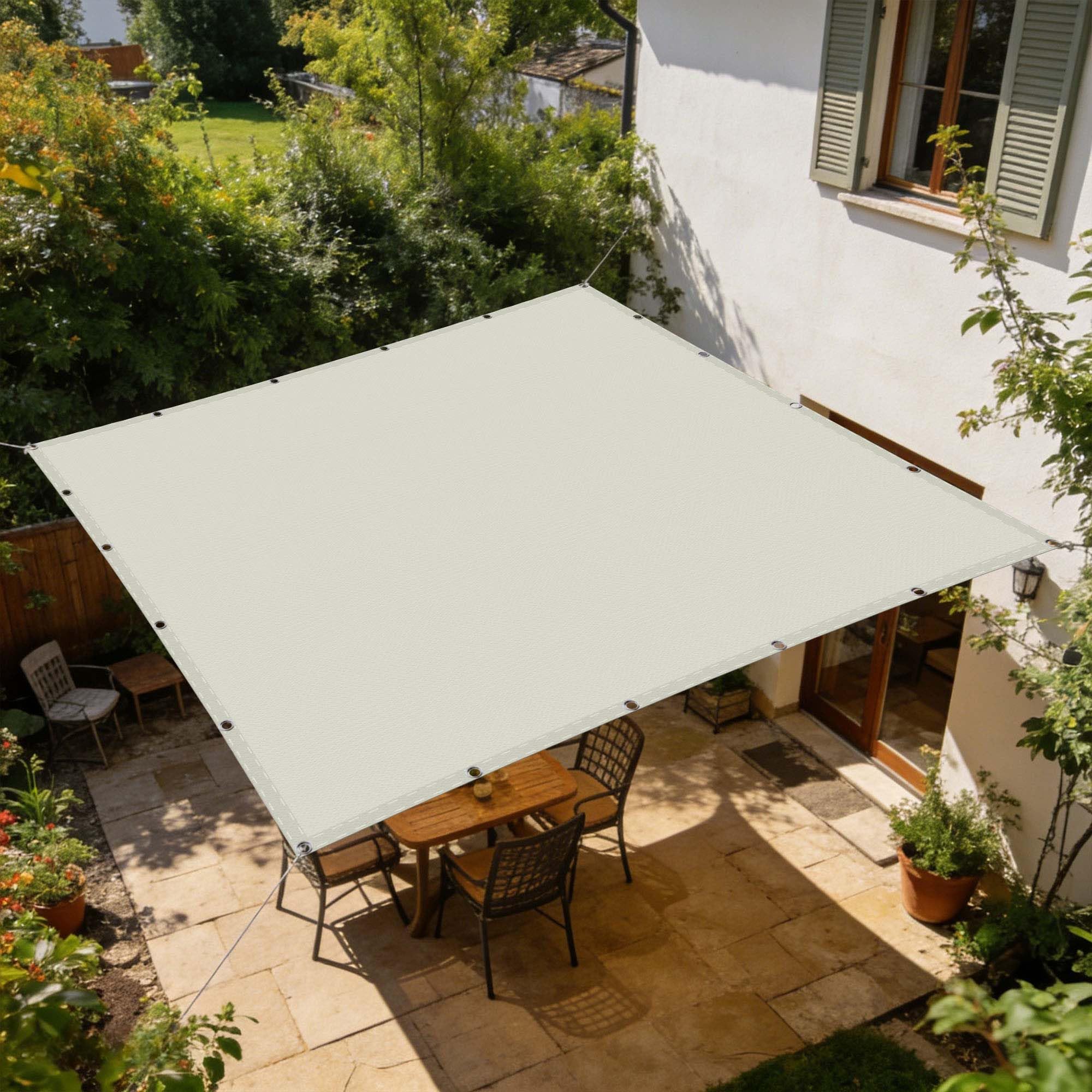 Toiles pour patio imperméables 160 x 180 cm voile d'ombrage extérieur blanc