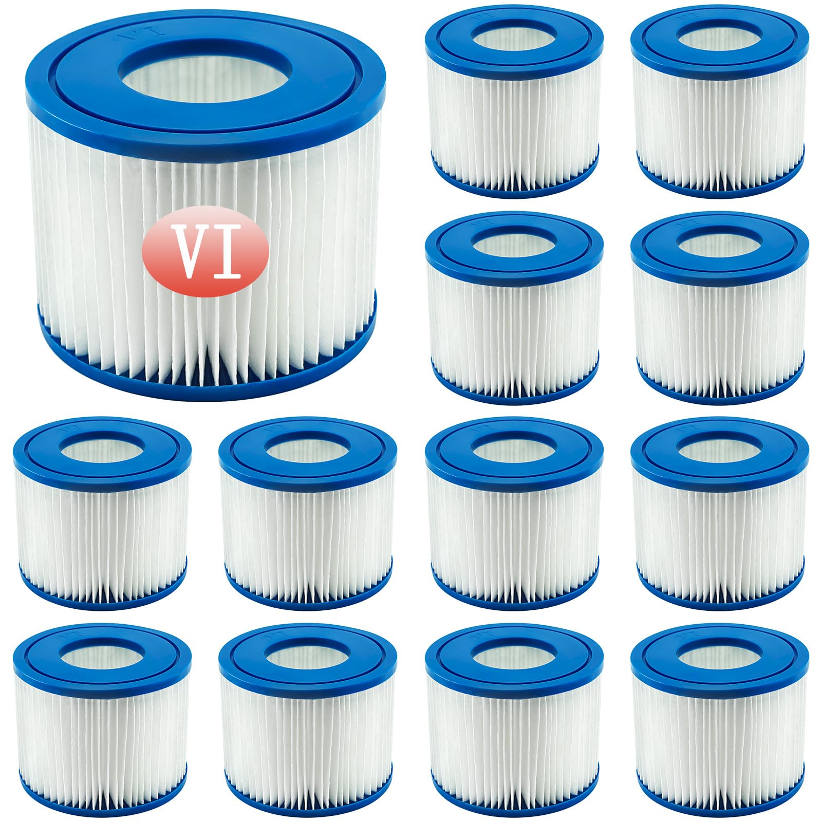Denkmsd Filterkartuschen VI für Bestway Pool Filter, Filter Cartridge VI für Miami, Vegas, Monaco, Ersatzfilter für Bestway Spa 58323 (12 Stück)