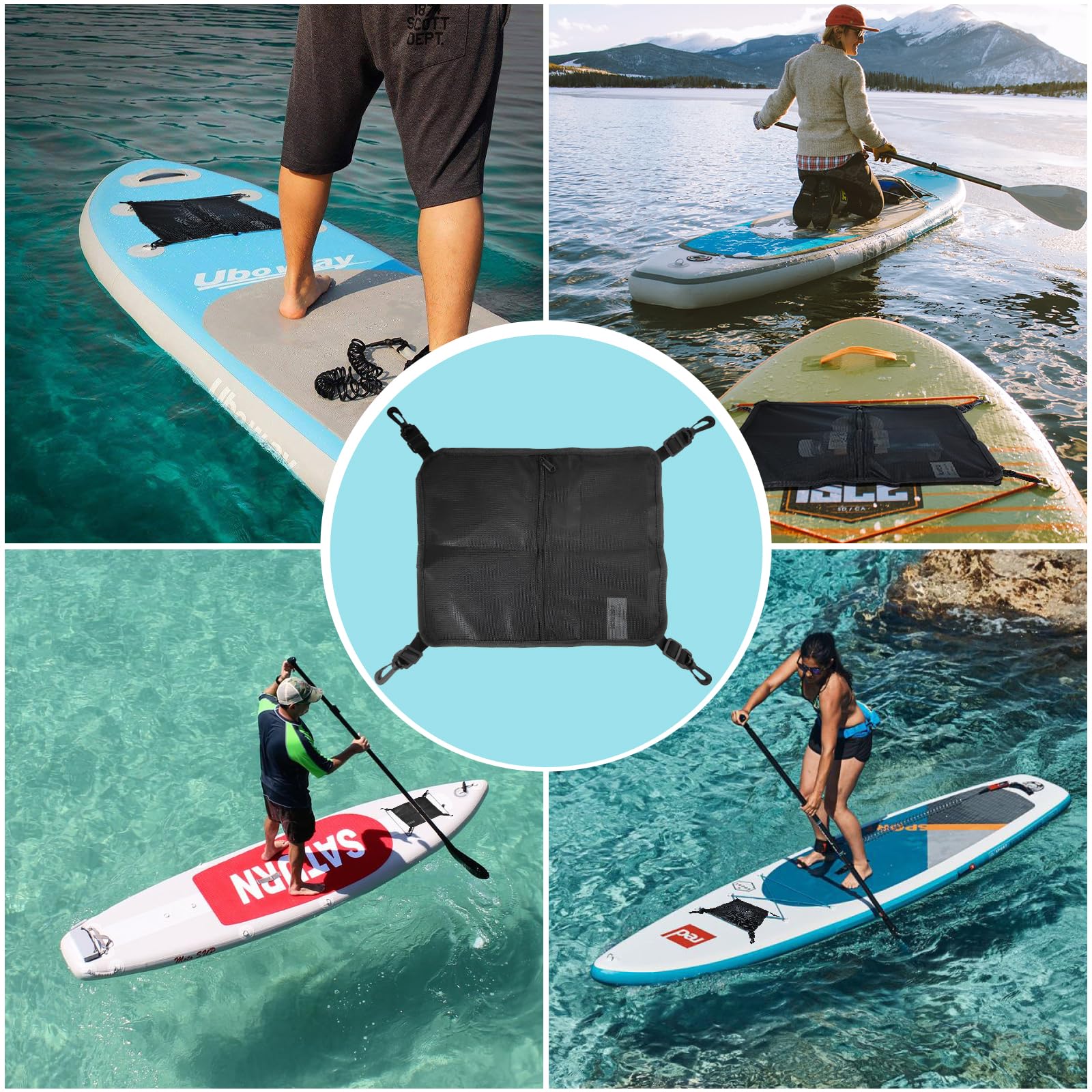 Sac de Rangement en Maille, Sup Paddle Board Deck Bag, Sacs de Rangement Légers pour Canoë avec Boucle Fixe pour Planche de Surf Stand Up Paddle, Kayak