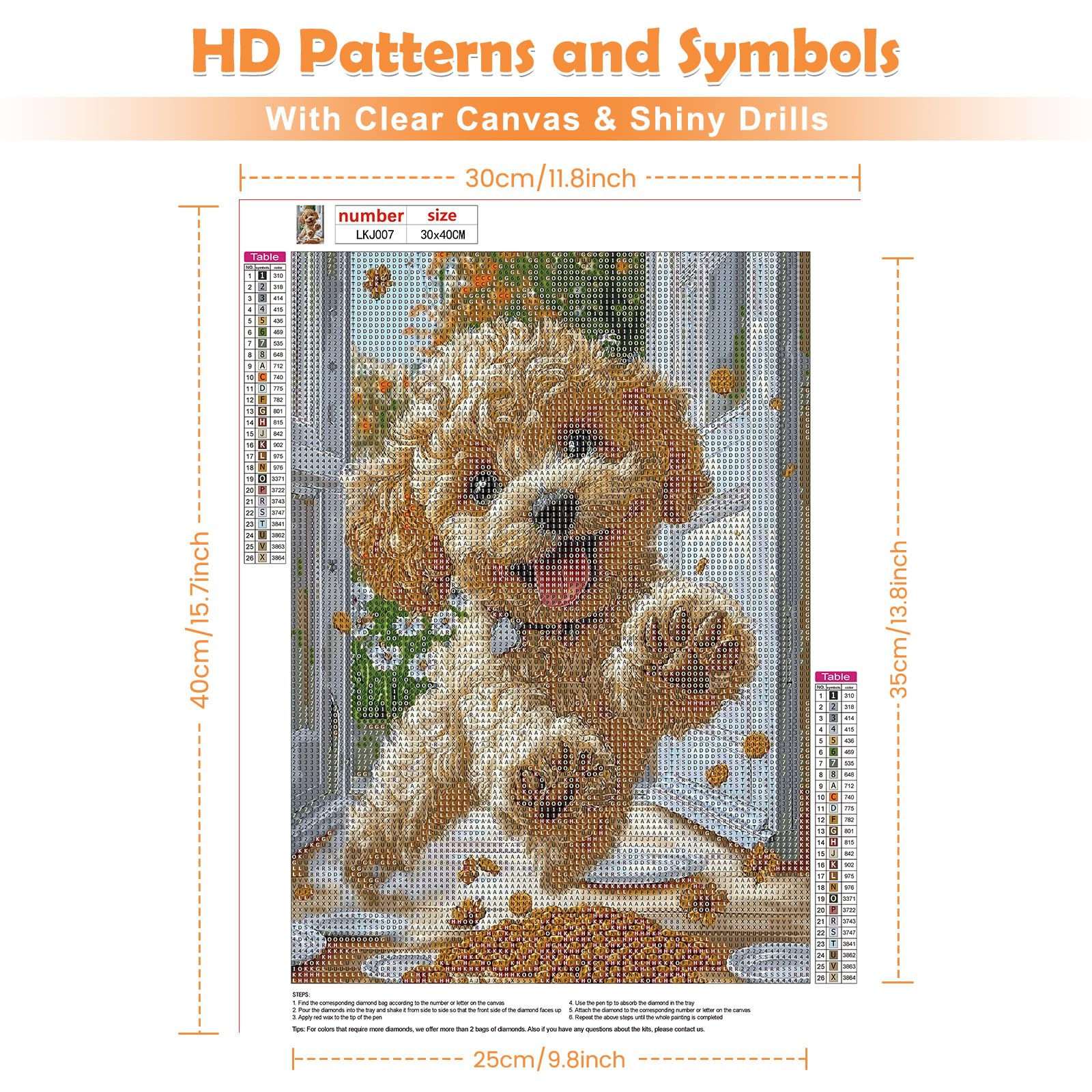 QENSPE Diamond Art Kits for Adults DIY Diamond Painting Poodle Puppy, Round Full Drill - Image 2