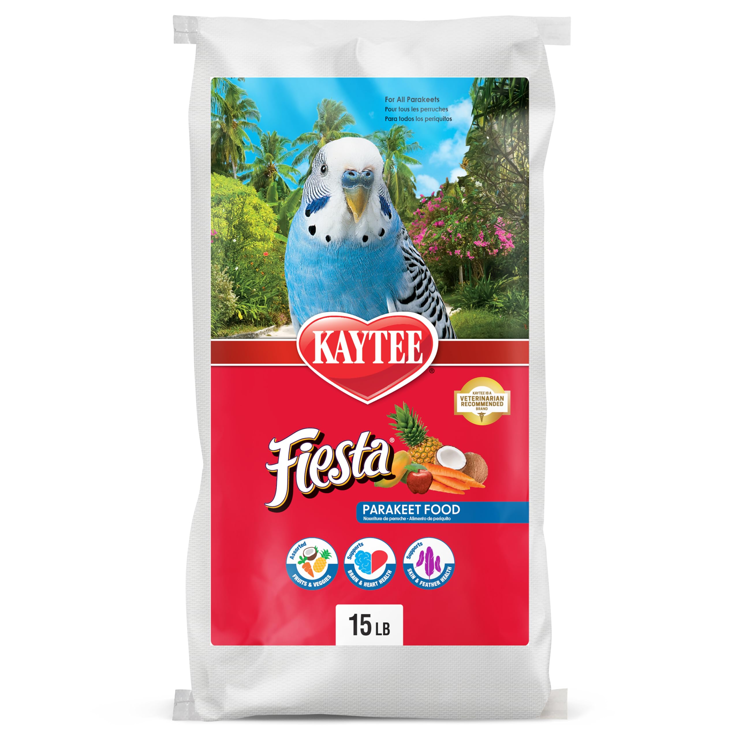 Kaytee Fiesta Parakeet Food, Nutritious and Fun Blend, 15 Pounds