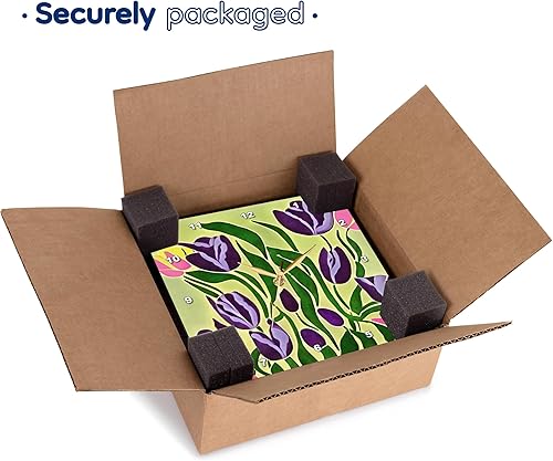 Miniatura 7 de 3dRose Wall Clock Silent - 15 inch - Retro Purple Tulips Abstract Art - Acrylic Art - Tulips