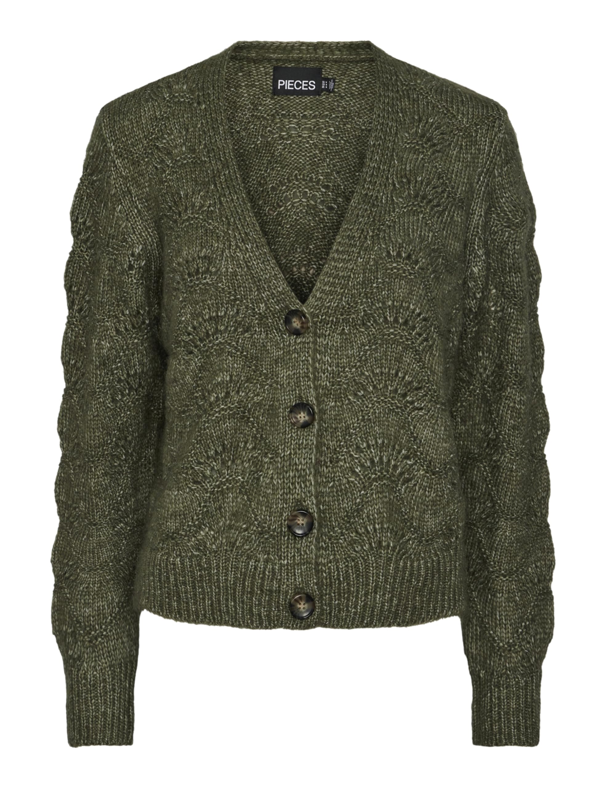 PIECES Women's Pcbibbi Ls Knit Cardigan Noos Bc Sweater, Deep Lichen Green, XL