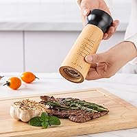 Vista 5 de Rae Dunn Juego de Molinillo de Sal y Pimienta de 2 - Molinillo de Sal Marina y Pimienta de Bambú - Elegantes Saleros y Pimenteros - Molinillo