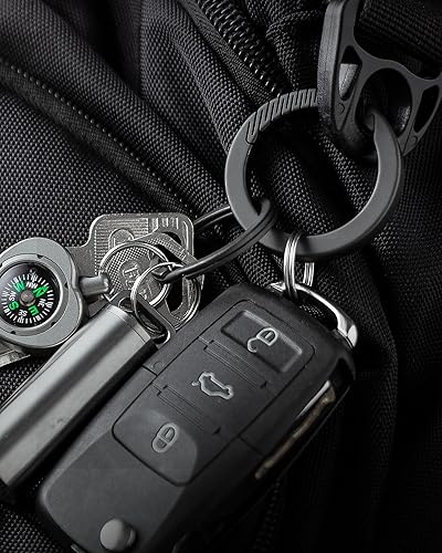 Miniatura 10 de FEGVE Carabiner Keychain Clip with 2 Key Rings, Titanium Quick Release Keychain Small Carabiner Clip for Keys