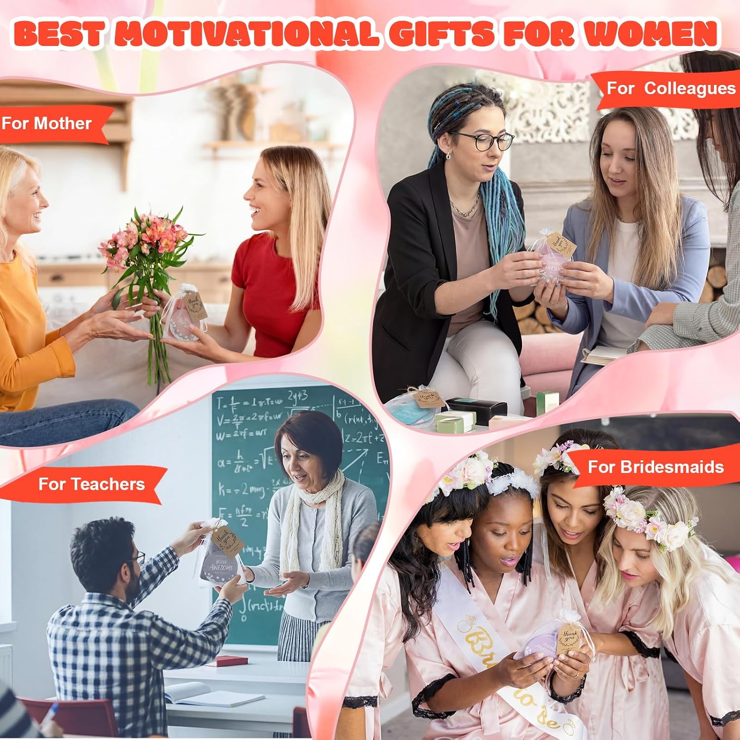 RattanView 12 Set Inspirational Gifts for Women, Bulk Mini Compact Pocket Mirror & Lipstick Holder Keychain with Cards, Thank You Party Favors for Coworkers, Female Friends & Bridal Shower Supplies