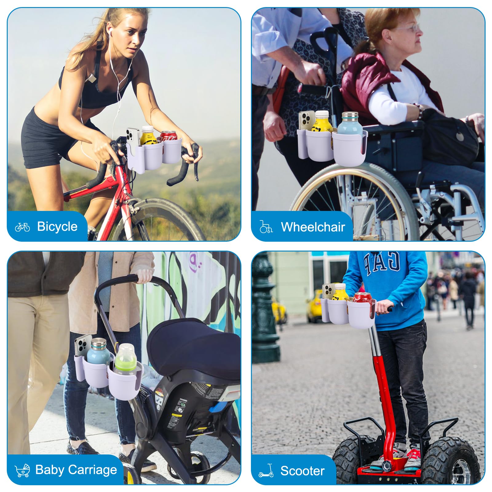 Accmor Kinderwagen-Getränkehalter mit Handyhalter, Fahrrad-Getränkehalter, Universal-Getränkehalter für Uppababy Nuna Doona Kinderwagen, 2-in-1-Getränkehalter für Kinderwagen, Fahrrad, Rollstuhl