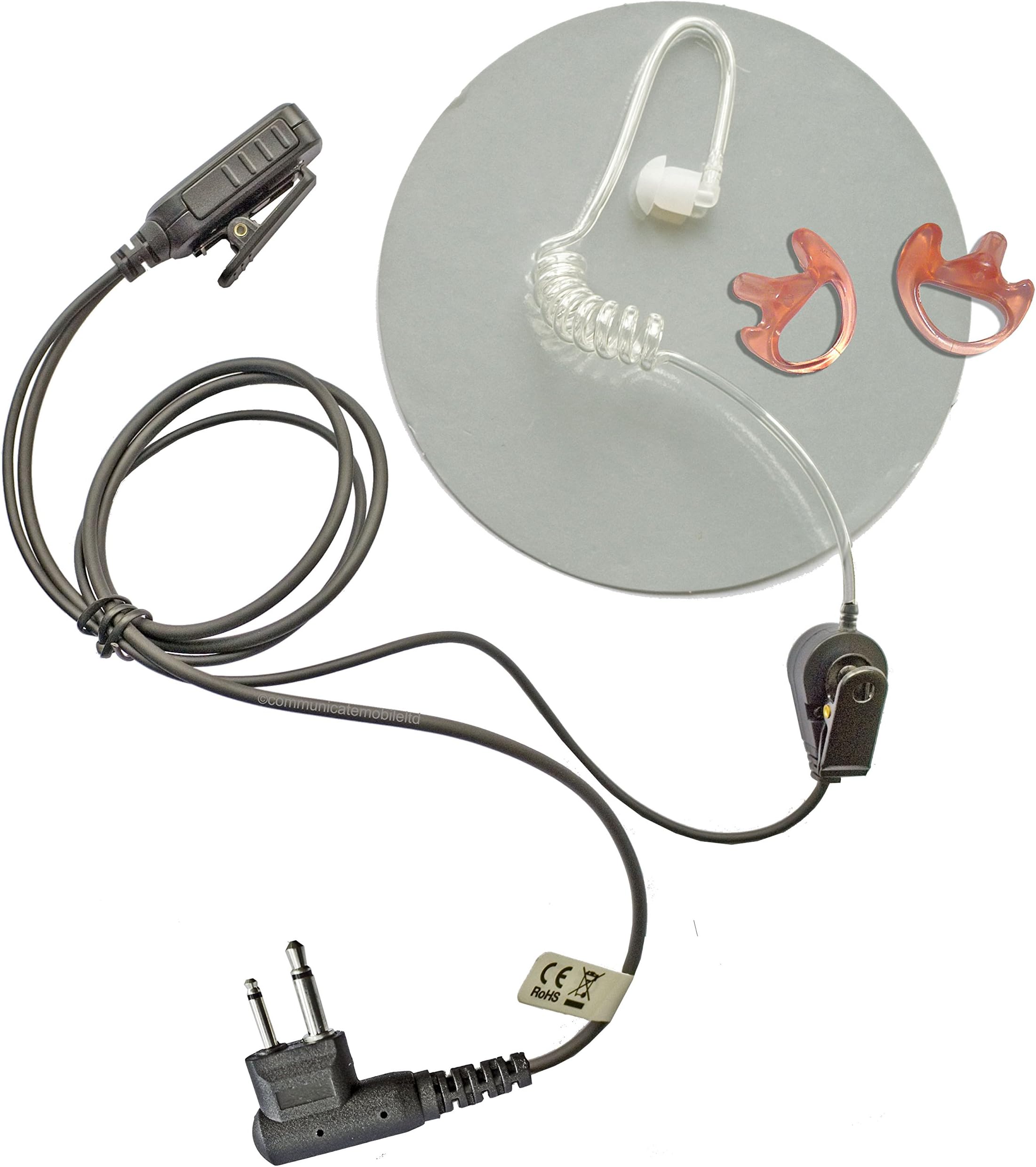 Communicate Mobile MOTOROLA EARPIECE BUNDLE WITH EAR MOULD PAIR - GP300, CP040, DP1400 COVERT ACOUSTIC TUBE & MICROPHONE