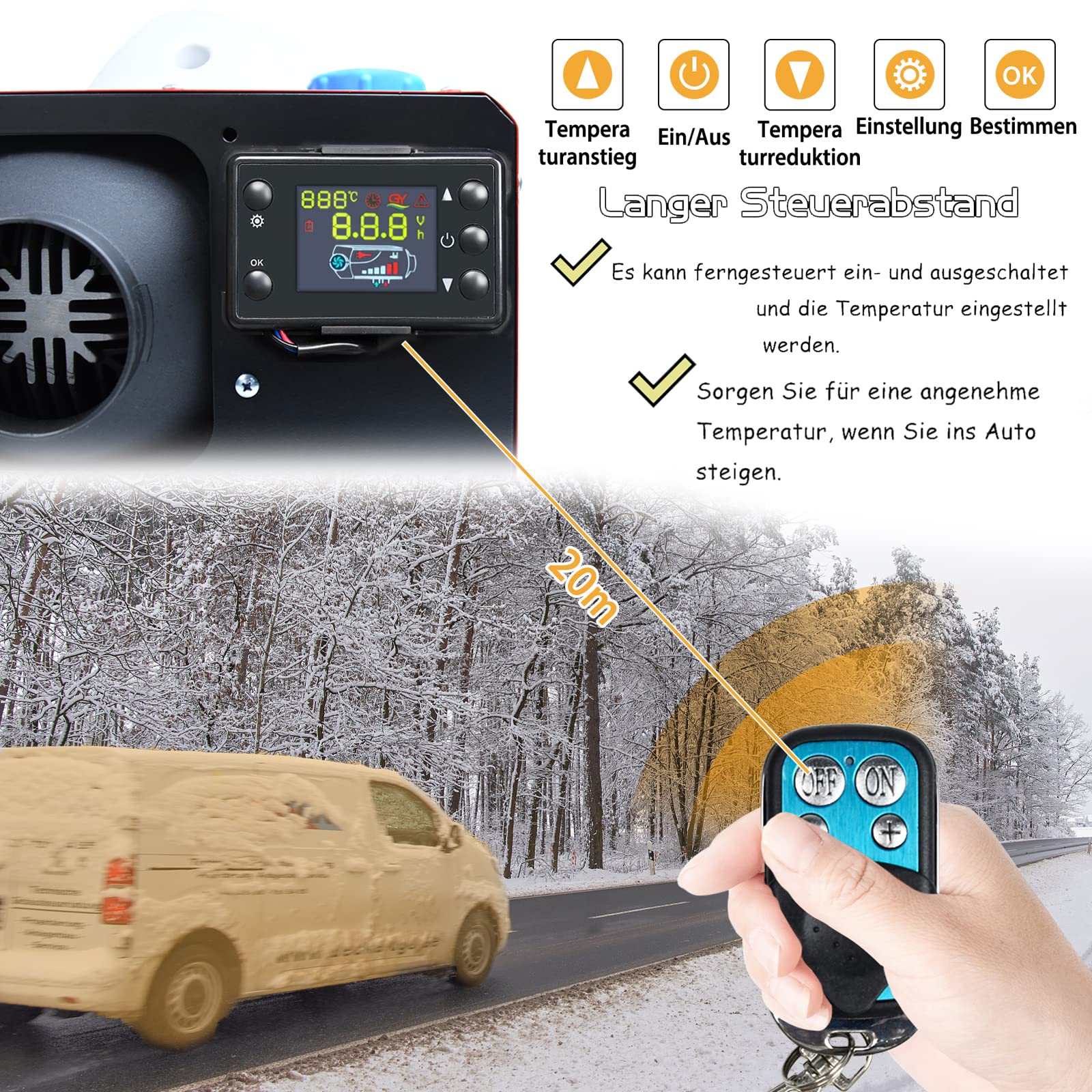 VEVOR Plateauversie Diesel Luchtverwarmer Alles-In-ééN - 8 Kw - Met
