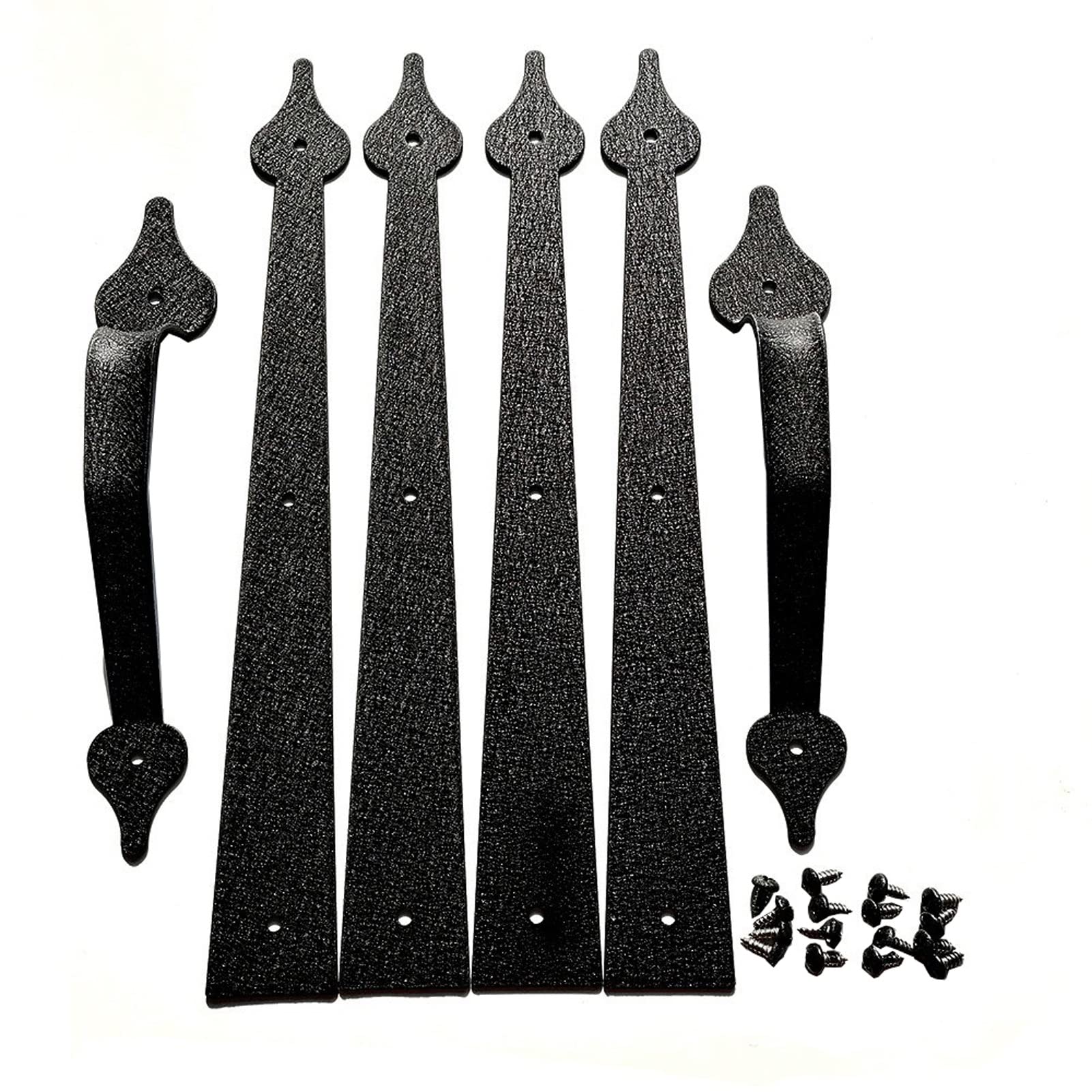 Shundeed One Color Decorative Garage Door Hinges Handles, Faux Garage Door Accents, Metal Handles Hinges Hardware Kit Black