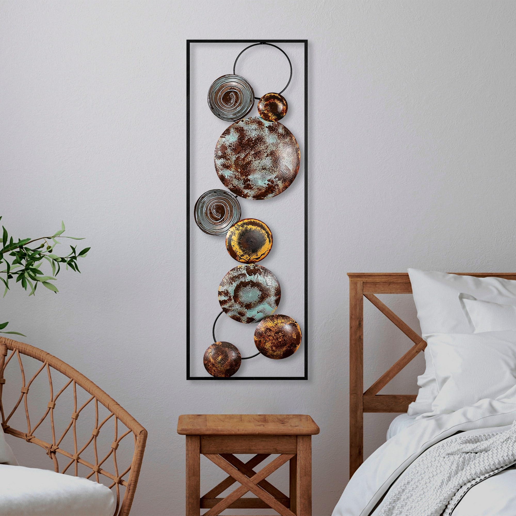 Hand-Painted Decorative Metal Wall Accessory, 32 x 90 x 4 cm, 100% Metal, Unique Colour Variations, Perfect for Home Decor & Art Lovers