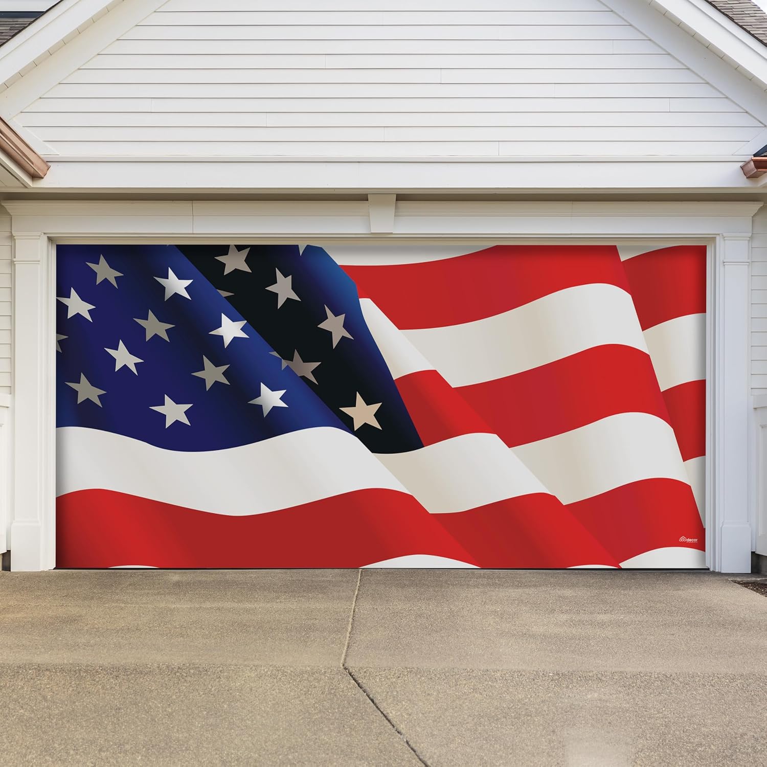 Victory Corps Memorial Day Outdoor Patriotic Garage Door Banner 7'x16' American Flag - USA Holiday Decoration