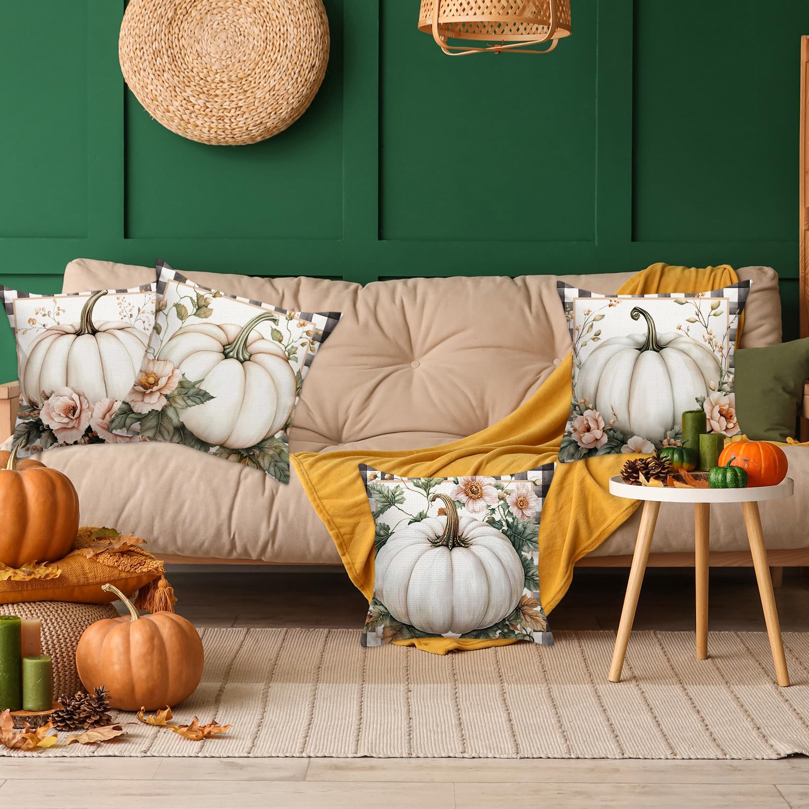AACORS - Funda De Almohada De Otoño De 12 X 20 Pulgadas, Diseño De Calabaza, Diseño De