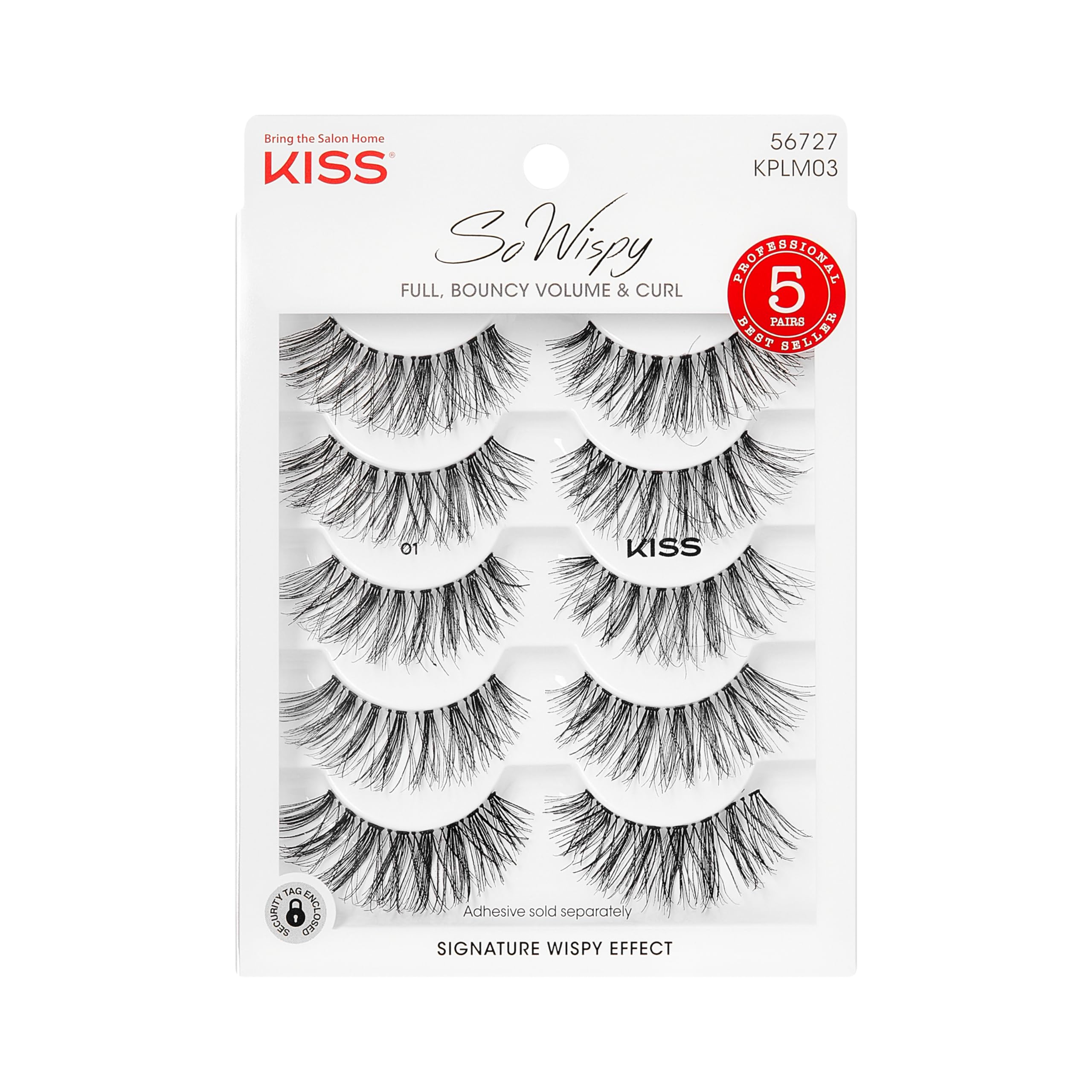 KISS So Wispy, False Eyelashes, 'Style #01', 14mm, Includes 5 Pairs Of Lashes, Easy to Apply, Reusable Lash Clusters