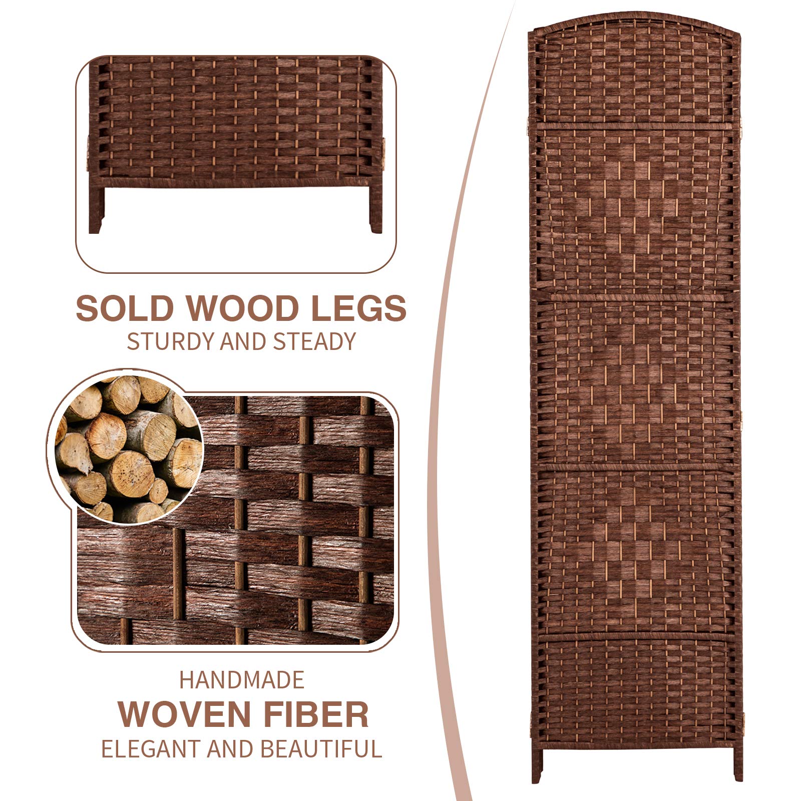 Buy EIGRAMSET UMAX Room Divider,6 FT Tall Weave Fiber Extra Wide Room Divider,Double Hinged,6