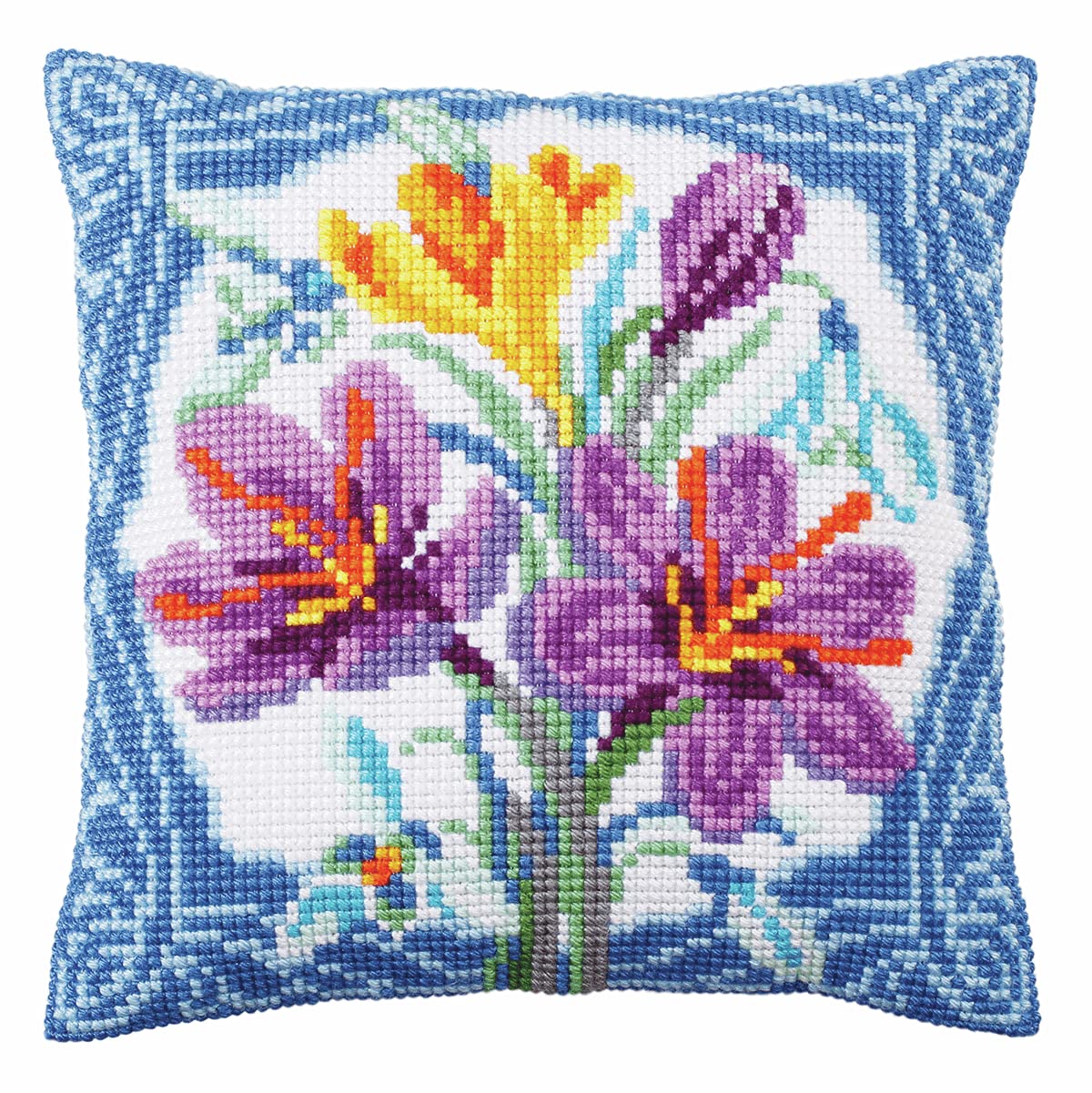 Collection D'Art Cushion KIT/CROCUS/40 X 40, Cotton Acrylic, Multi, 40 x 40cm