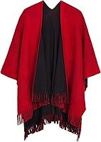 Vista 13 de Urban CoCo Poncho vintage de invierno para mujer, capa con borlas, chal envolvente