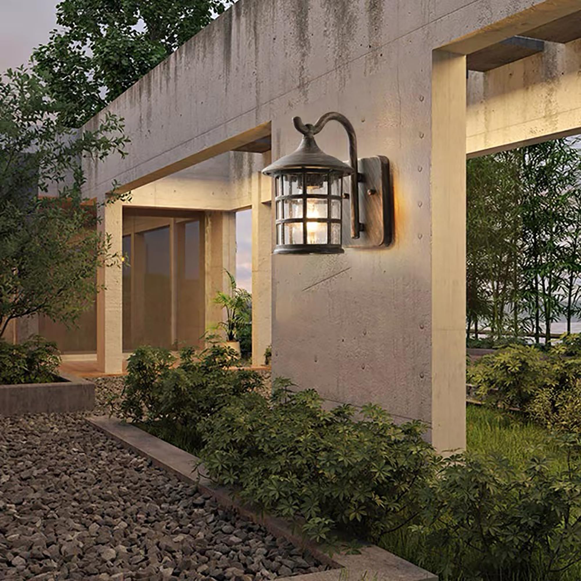 Applique Da Esterno, Lanterna Applique Da Parete Lampada Impermeabile In Alluminio E Vetro Giardino Retrò Luci Da Esterno Arredamento Rustico E27 Lampada Da Parete Per Casa Porta Di Casa Scale