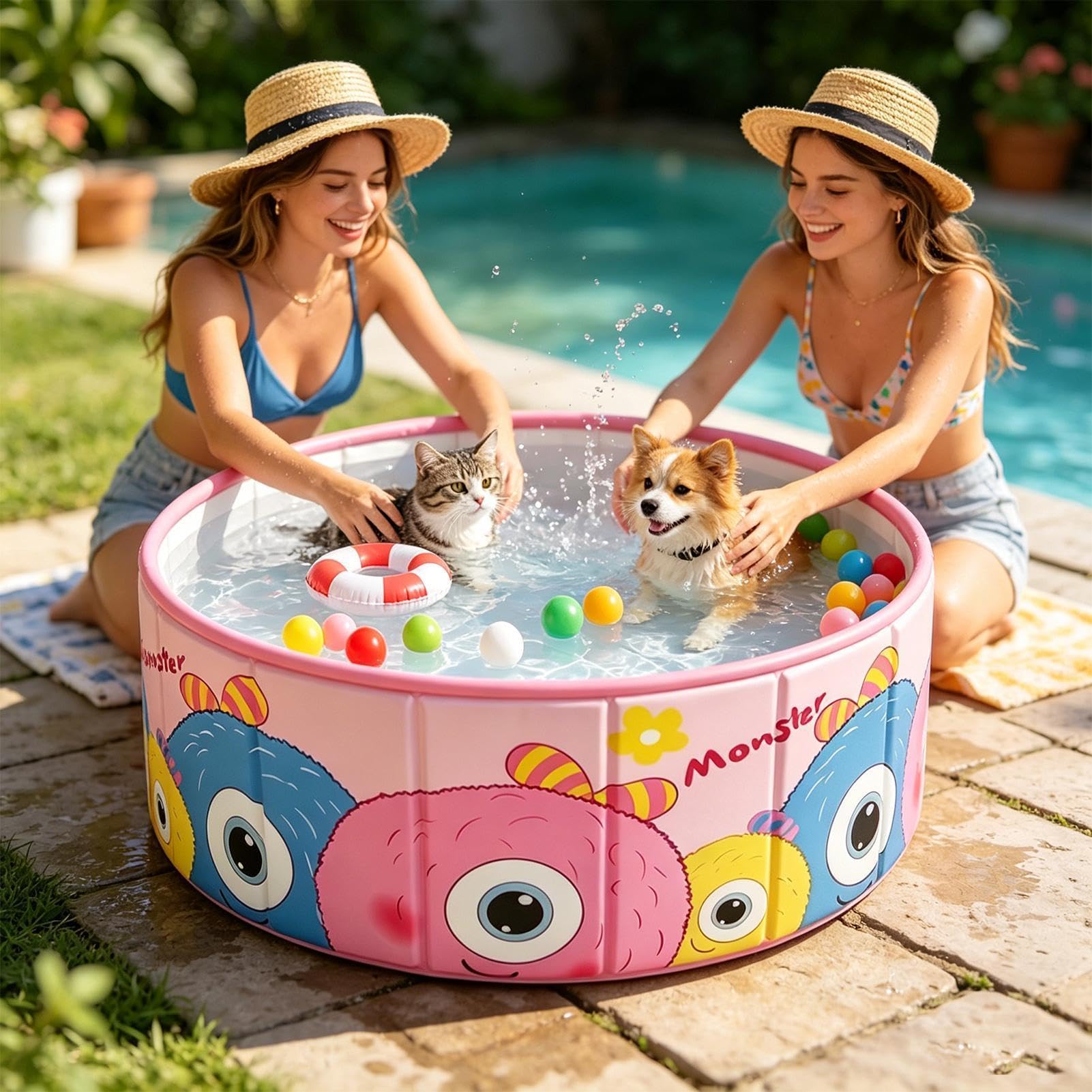 Piscina Plegable Tina de Baño Antideslizante No Inflable | Piscina Infantil para Niños para Patio Exterior Playa Verano Niños Niñas Perros