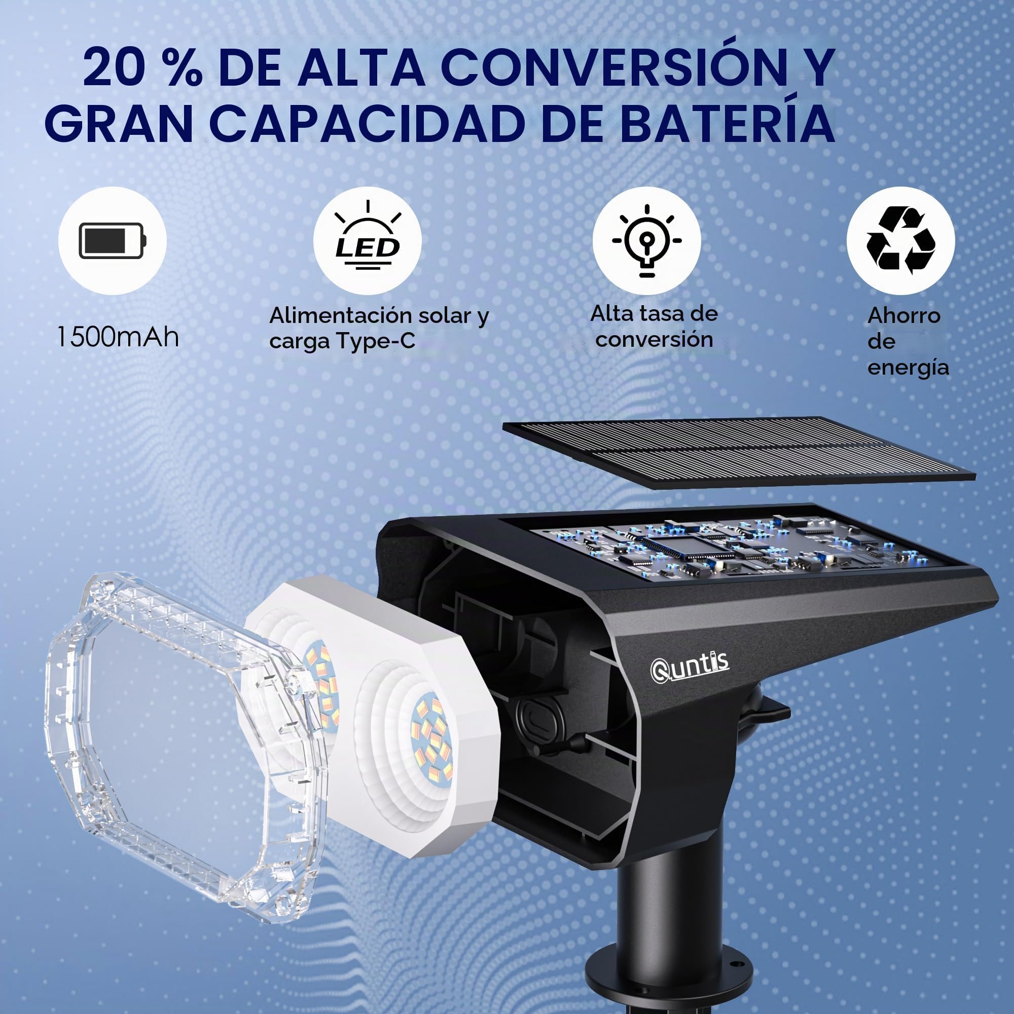 Quntis Luces Solares LED Exterior Jardin 3 Colores 4 Piezas