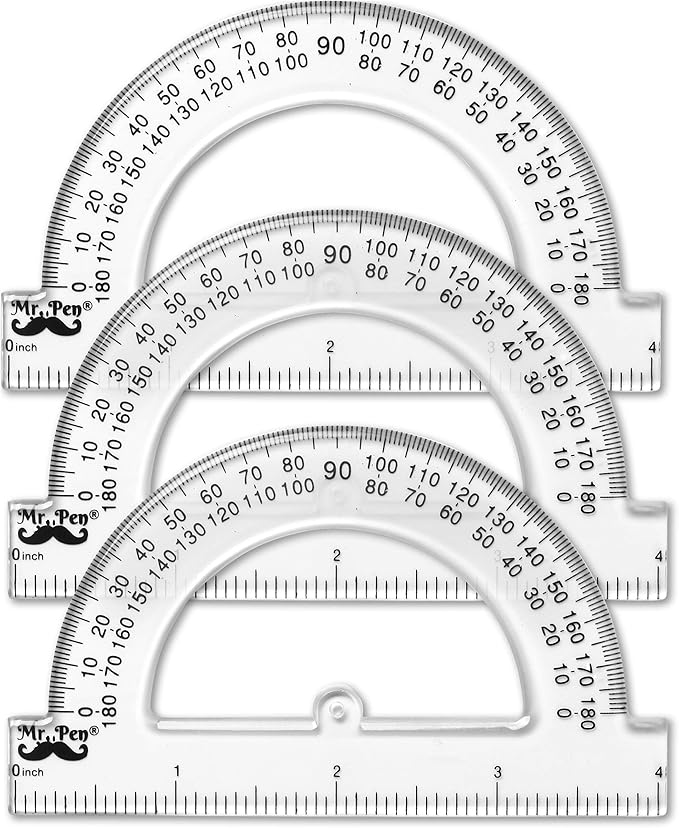 Mr. Pen Small Protractor, 4 Inch Protractor, Pack of 3, Protractor