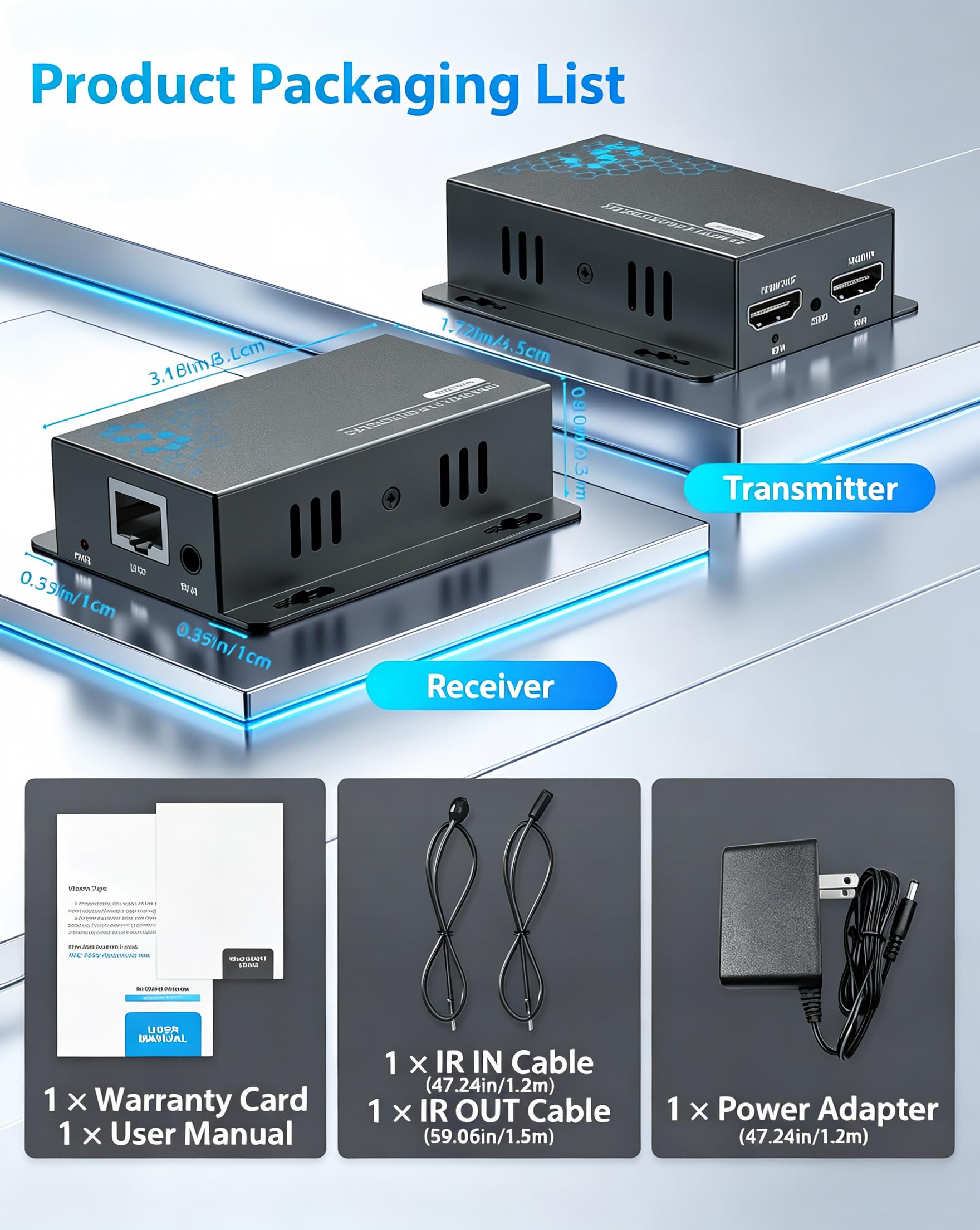 Extender HDMI 4K@30Hz su CAT6/CAT7, Prolunga HDMI tramite LAN 40m | con EDID e POC，Funzione IR e HDMI Loop Out, Plug & Play per Home Cinema, Ufficio, Sala Conferenze, Scuola e Digital Signage
