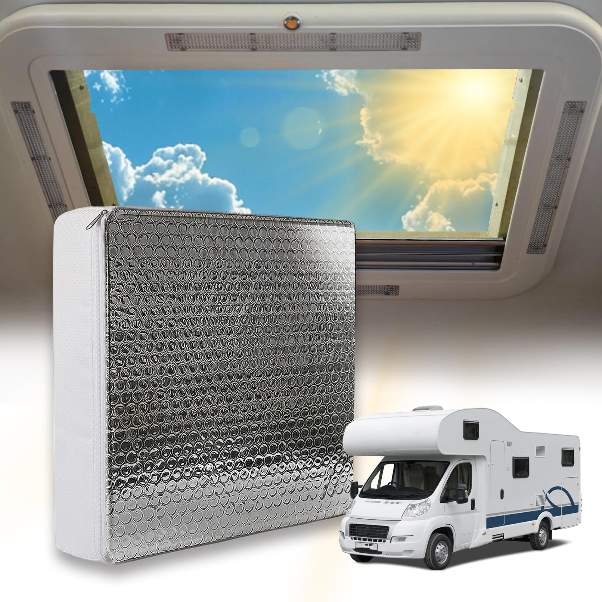 Aislante universal de ventilación para caravana de 14 x 14 x 3 pulgadas, cubierta de tragaluz con superficie reflectante, para rejillas de ventilación de caravana de 14 x 14 pulgadas