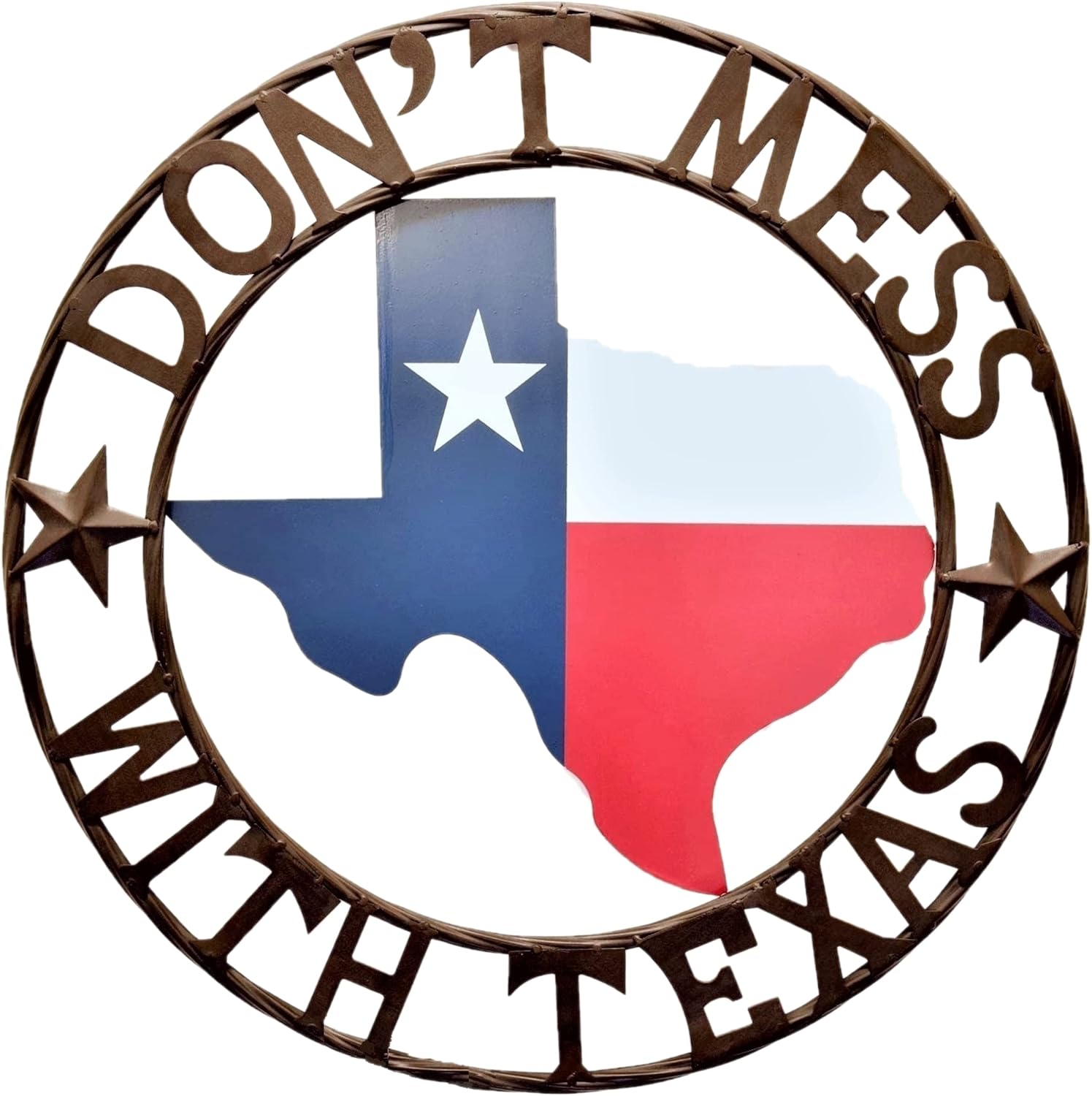 BestGiftEver Metal Star Outdoor 24 Circle with Texas Map for Wall Hanging Decoration