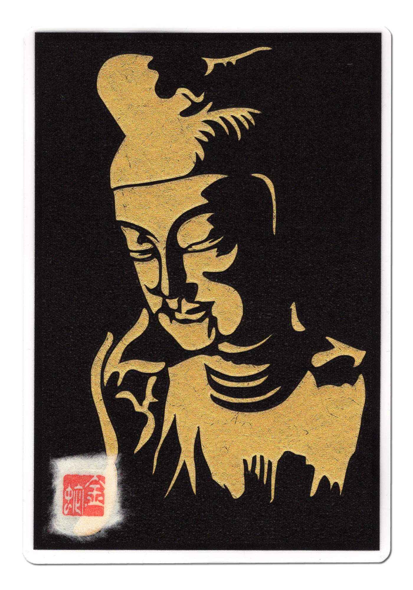 Amazon｜開運切り絵『広隆寺・弥勒菩薩半跏像 顔』 金紙 はがきサイズ