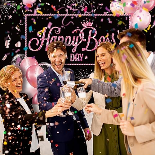 Miniatura 4 de Mixweer Fondo de 71 x 43 pulgadas para decoración del Día del Jefe, cartel de fotos rosa femenino para oficina, suministros de fiesta