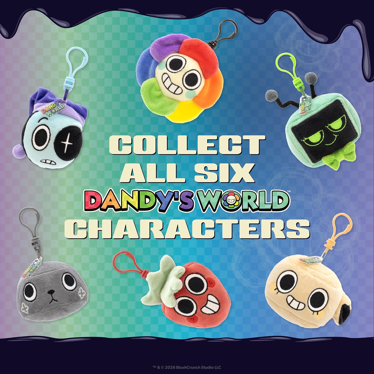 Culture Fly Dandy's World Individual Mystery Plush Bag Clip Keychain, Officially Licensed Collectible Blind Bag, Ages 3+