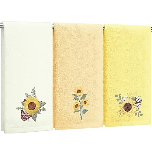 Tingjoo Sunflower Hand Towels Farmhouse Yellow Sunflower 