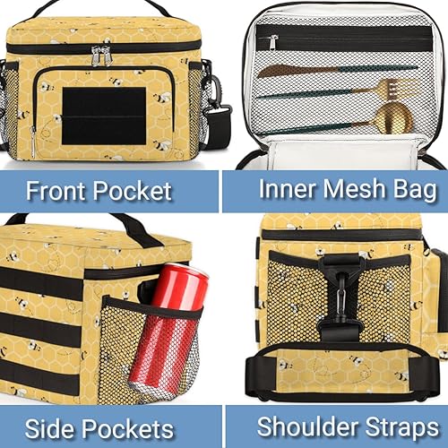 Miniatura 4 de Lonchera térmica para hombres, mujeres y adultos, lonchera táctica de abejorros con correa ajustable para el hombro, bolsa de almuerzo a prueba de