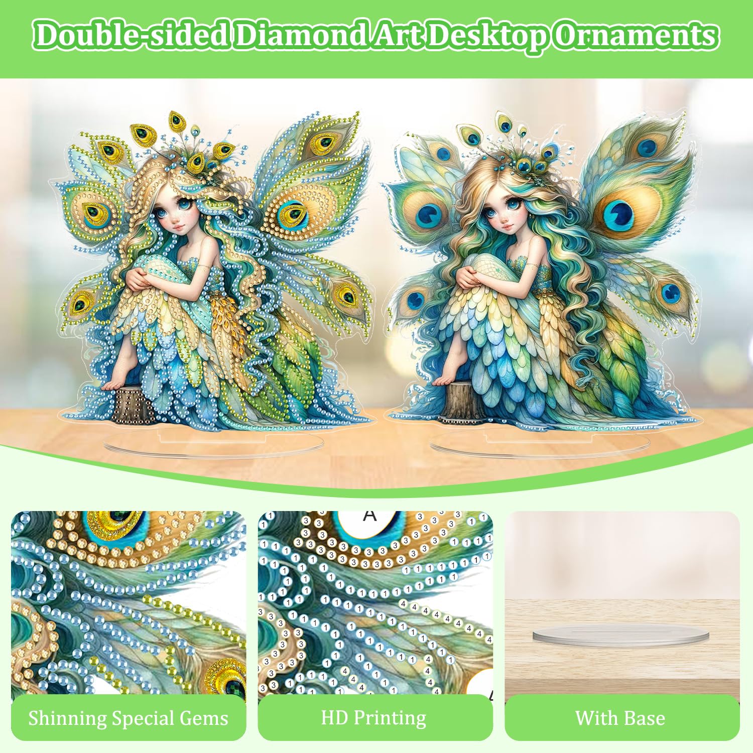 Lxmsja Diamond Art Peacock Desktop Ornaments - Image 2