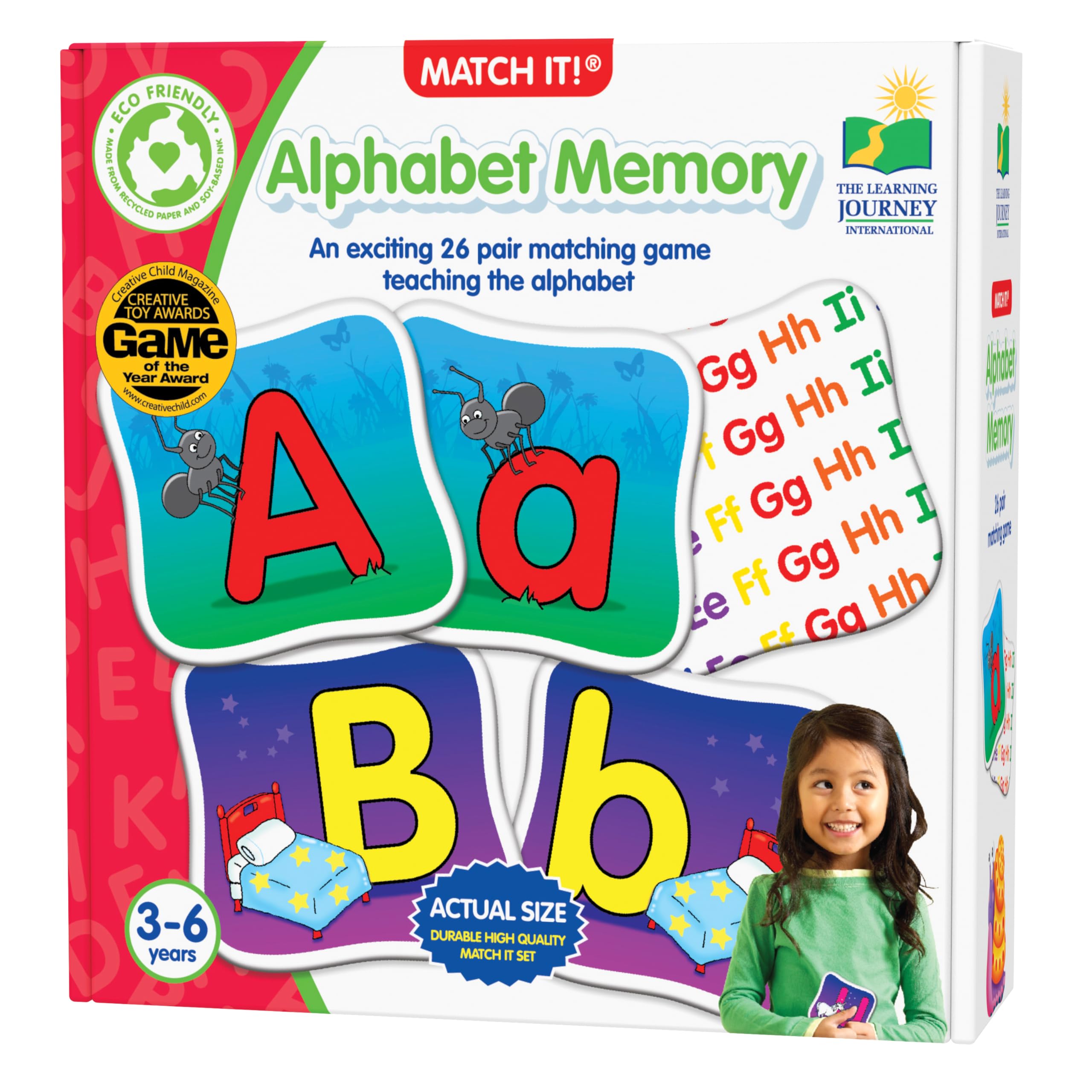 The Learning Journey: Match It! Memory - Alphabet - Capital and Lowercase Letter Matching Game with 26 Matching Pairs - Memory Games for Kids 3 and Up - Award Winning Toys