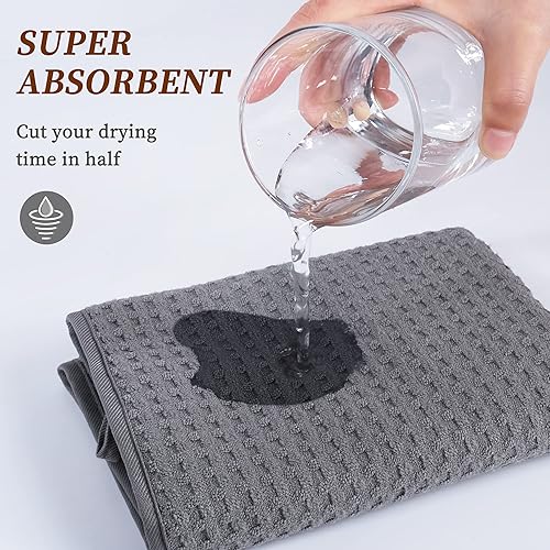 Miniatura 4 de Turbante de pelo de microfibra con tejido de gofre, juego de 2 turbantes de cabello (10 x 26 pulgadas), de secado rápido, súper absorbentes, para