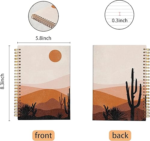 Miniatura 5 de VNWEK Cuaderno abstracto bohemio en espiral de paisaje de cactus del desierto de 5.5 x 8.3 pulgadas, cuaderno bohemio de mediados de siglo con
